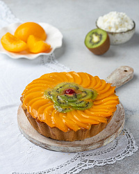 Пирог творожно-фруктовый с персиком 